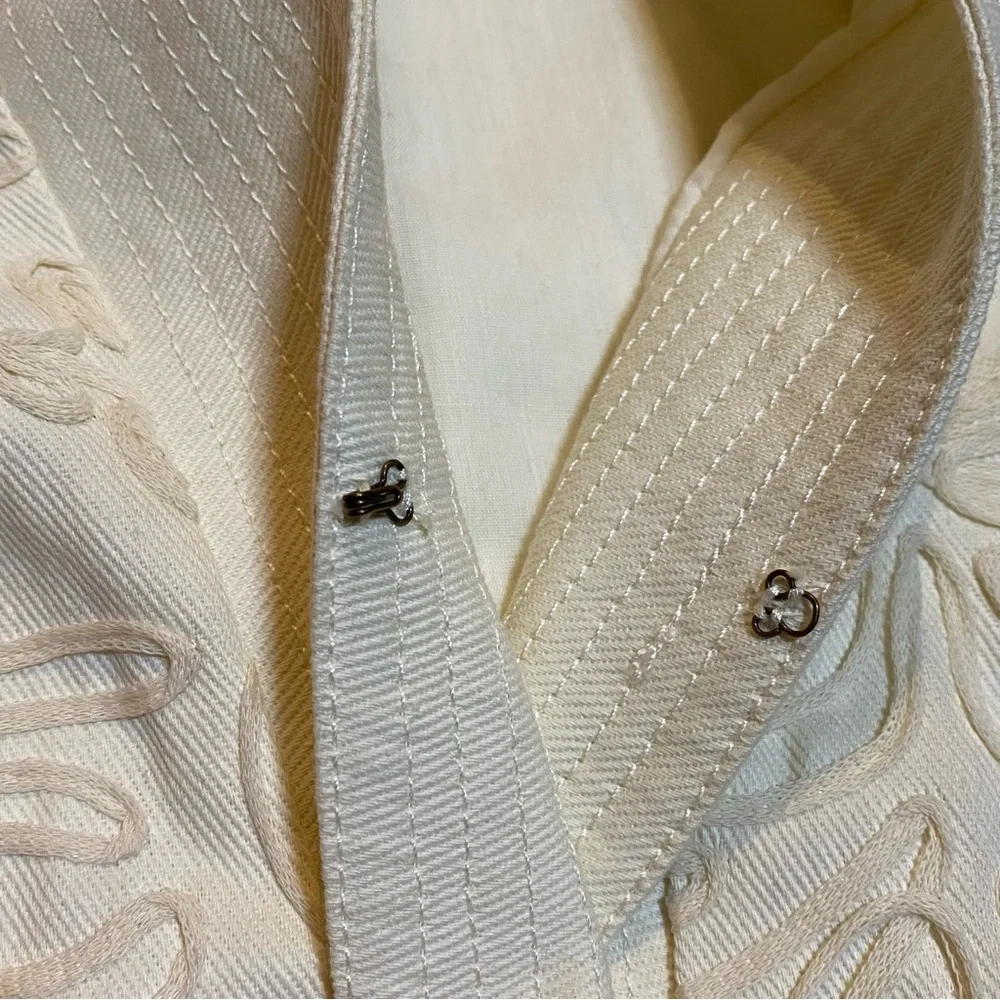 Anthropologie Embroidered String Kimono Style Jacket Spring Medium M RARE Creme